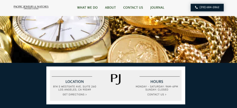 Portfolio Item - Website Design - Pacific Jewelry & Watches - Home Banner