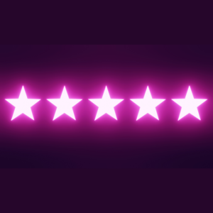 Reputation Management. Image of five stars in neon.