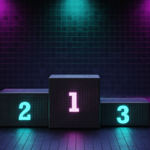 Competitive research. Image of digital podium