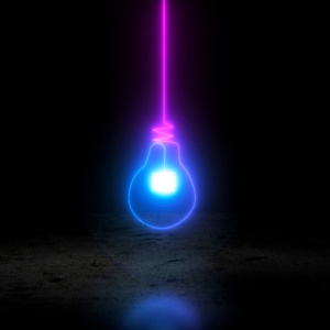 Digital audit. Image of neon lightbulb.