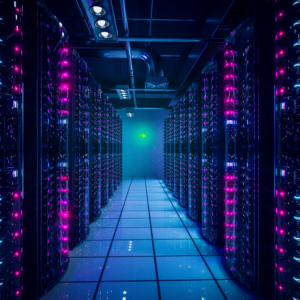 Data insights. Graphic design of server room