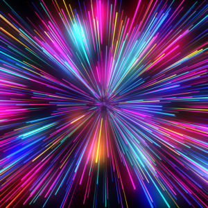UI + UX Design, an image of light streaks colorful